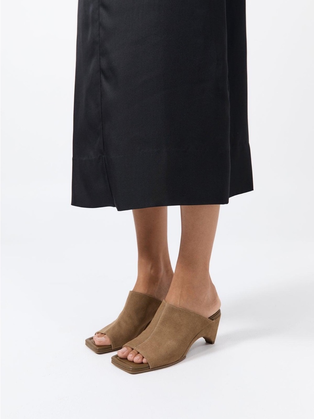 St. Agni Tan Suede Open-Toe Mules